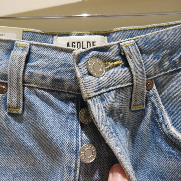 AGOLDE Parker Long Shorts in Swapmeet Light Denim Boho Distressed Casual 23 NWT - Picture 7 of 12